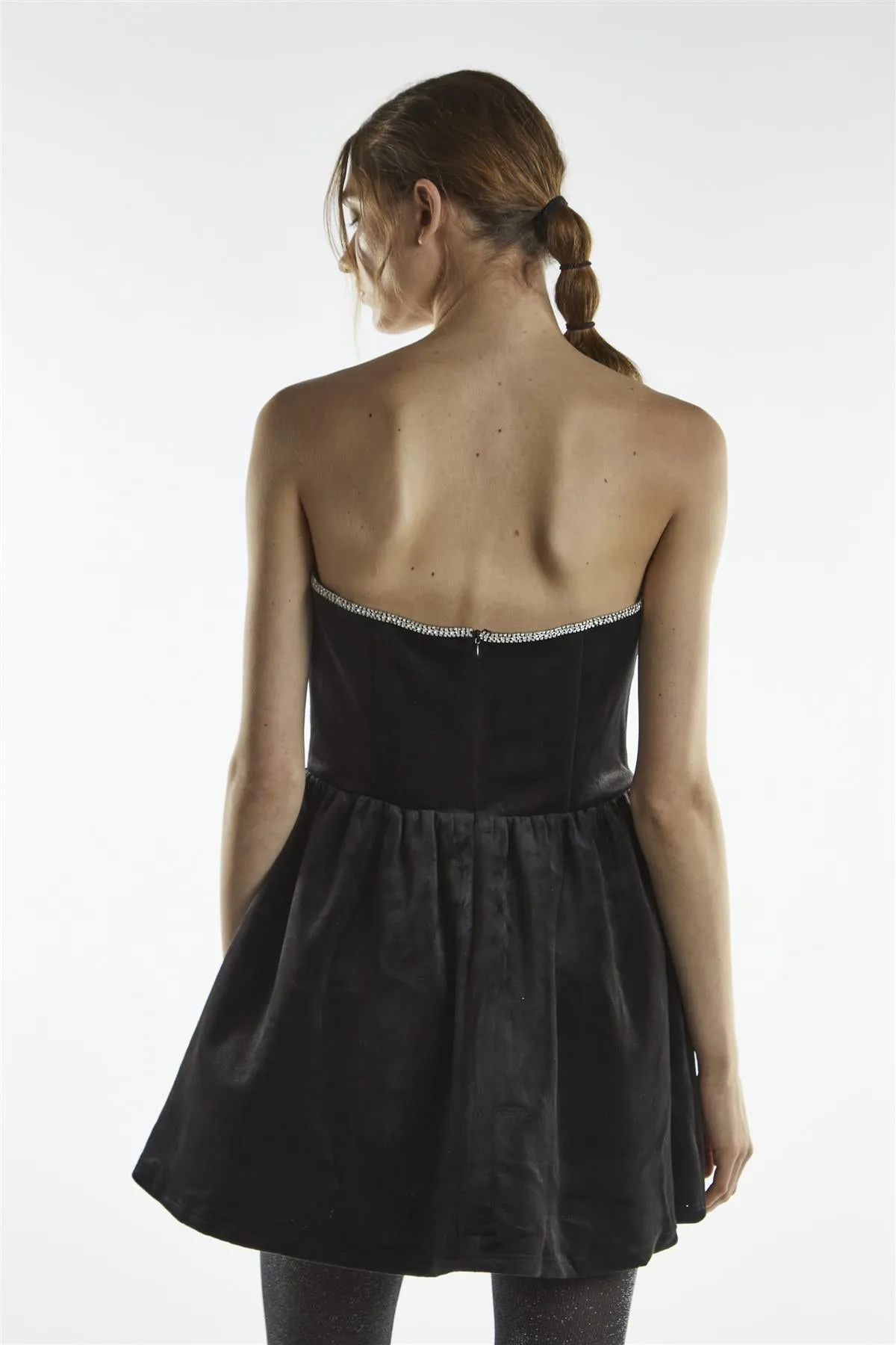 Black Plunge Rhinestone Trim Mini-Dress sold by Glamorous product image thumbnail 2