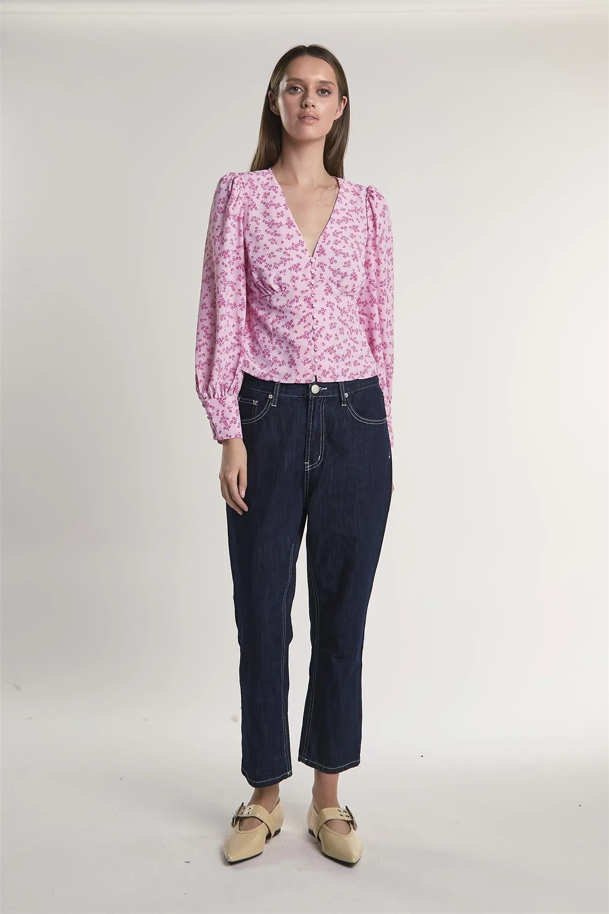 Pink-Fuschia-Ditsy Button-Front -Top sold by Glamorous product image thumbnail 5