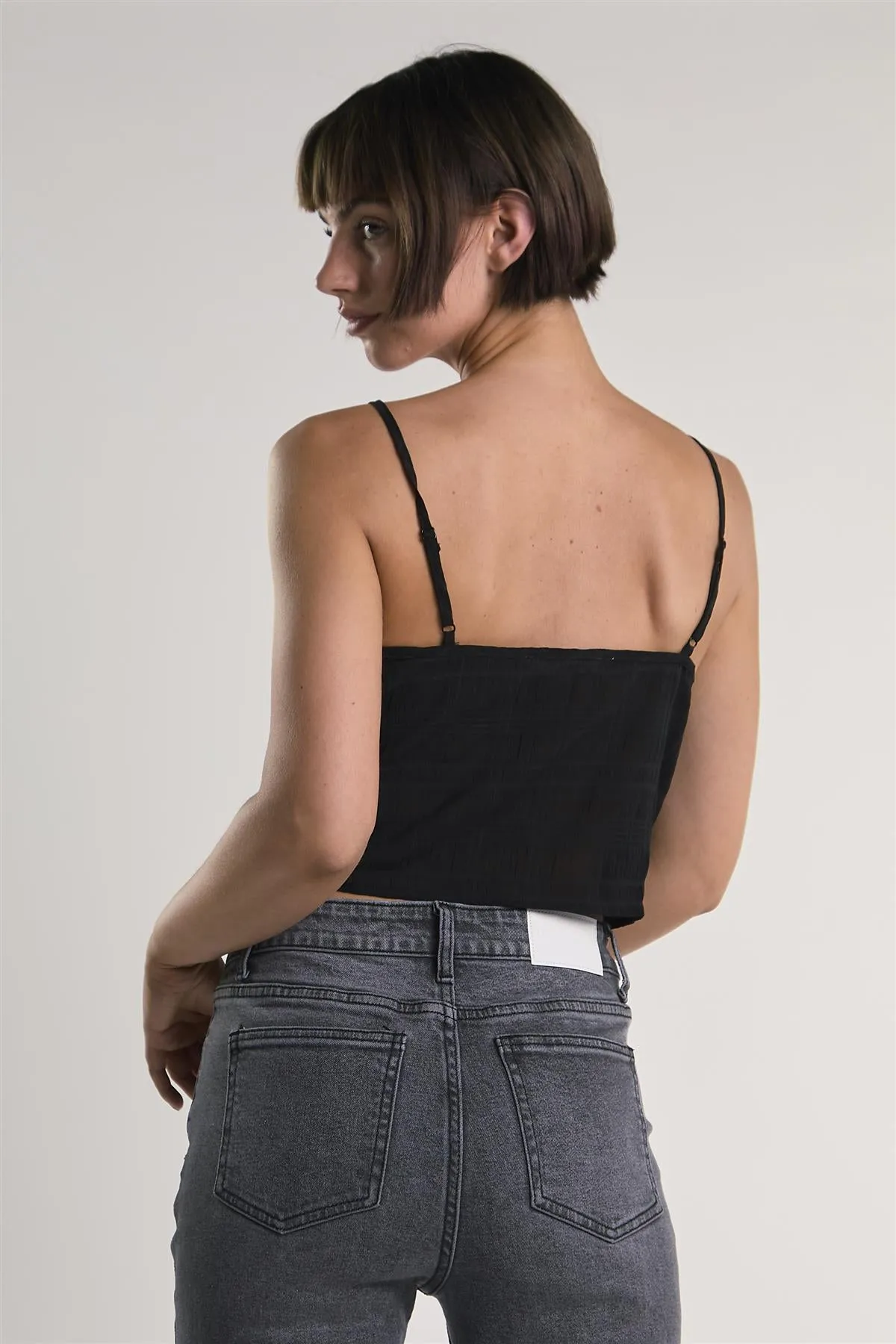 Black Gathered Sleeveless Crop-Top sold by Glamorous product image thumbnail 2