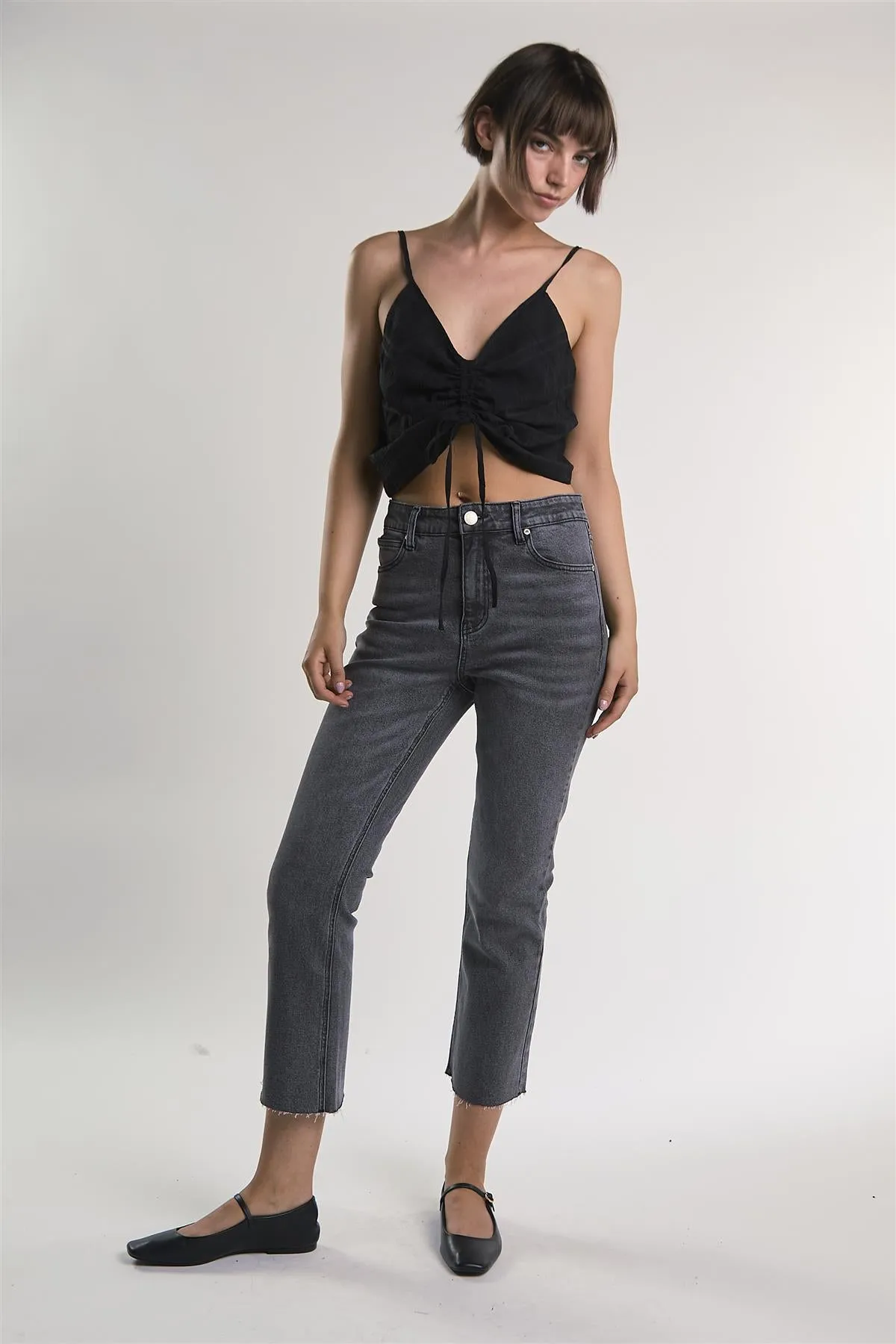Black Gathered Sleeveless Crop-Top sold by Glamorous product image thumbnail 5