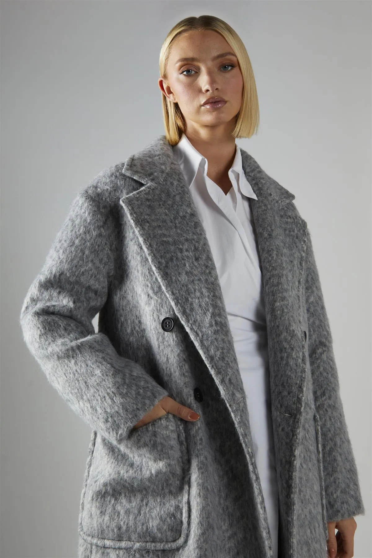 Grey Collared Midi Coat sold by Glamorous product image thumbnail 2