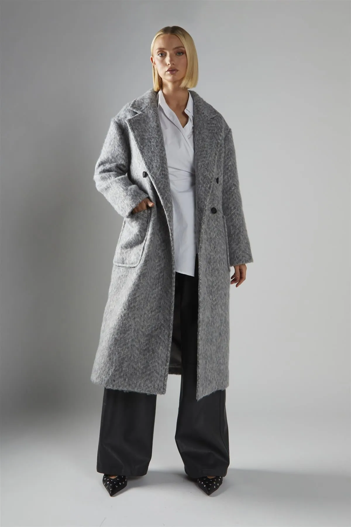 Grey Collared Midi Coat sold by Glamorous product image thumbnail 3