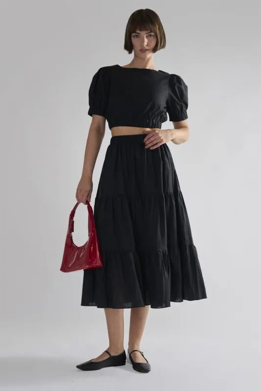 Black Tiered Midi-Skirts sold by Glamorous