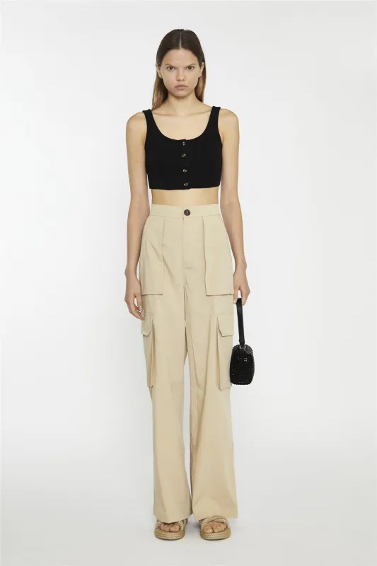 Black Button-Front Crop-Top sold by Glamorous