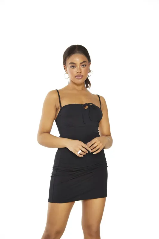 Black Strappy-Bodycon Mini-dress sold by Glamorous