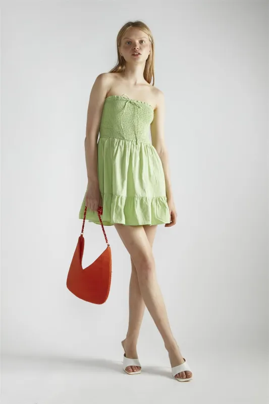 Apple-Green Sleeveless-Skater Mini-Dress sold by Glamorous