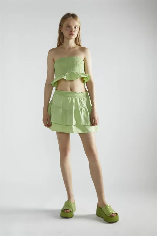 Apple-Green Shirred-Bandeau Crop-Top sold by Glamorous
