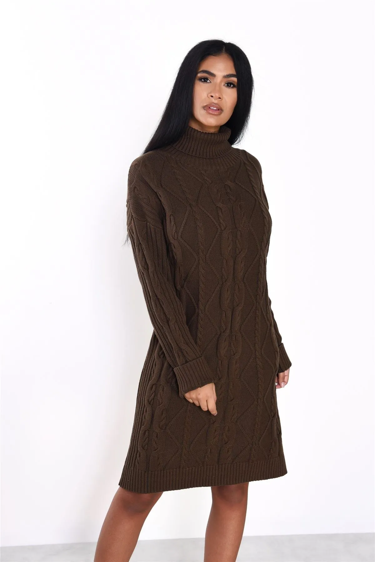 Khaki Brown Sweater Mini-Dress sold by Glamorous product image thumbnail 4