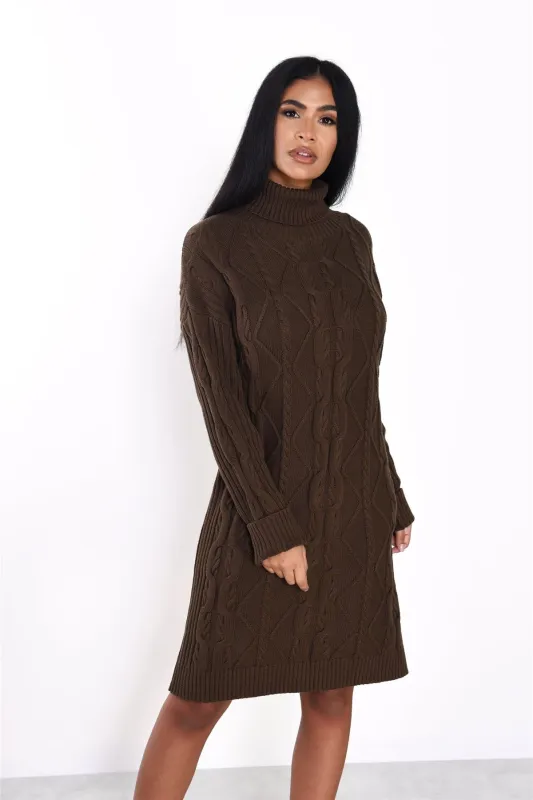 Khaki Brown Sweater Mini-Dress sold by Glamorous