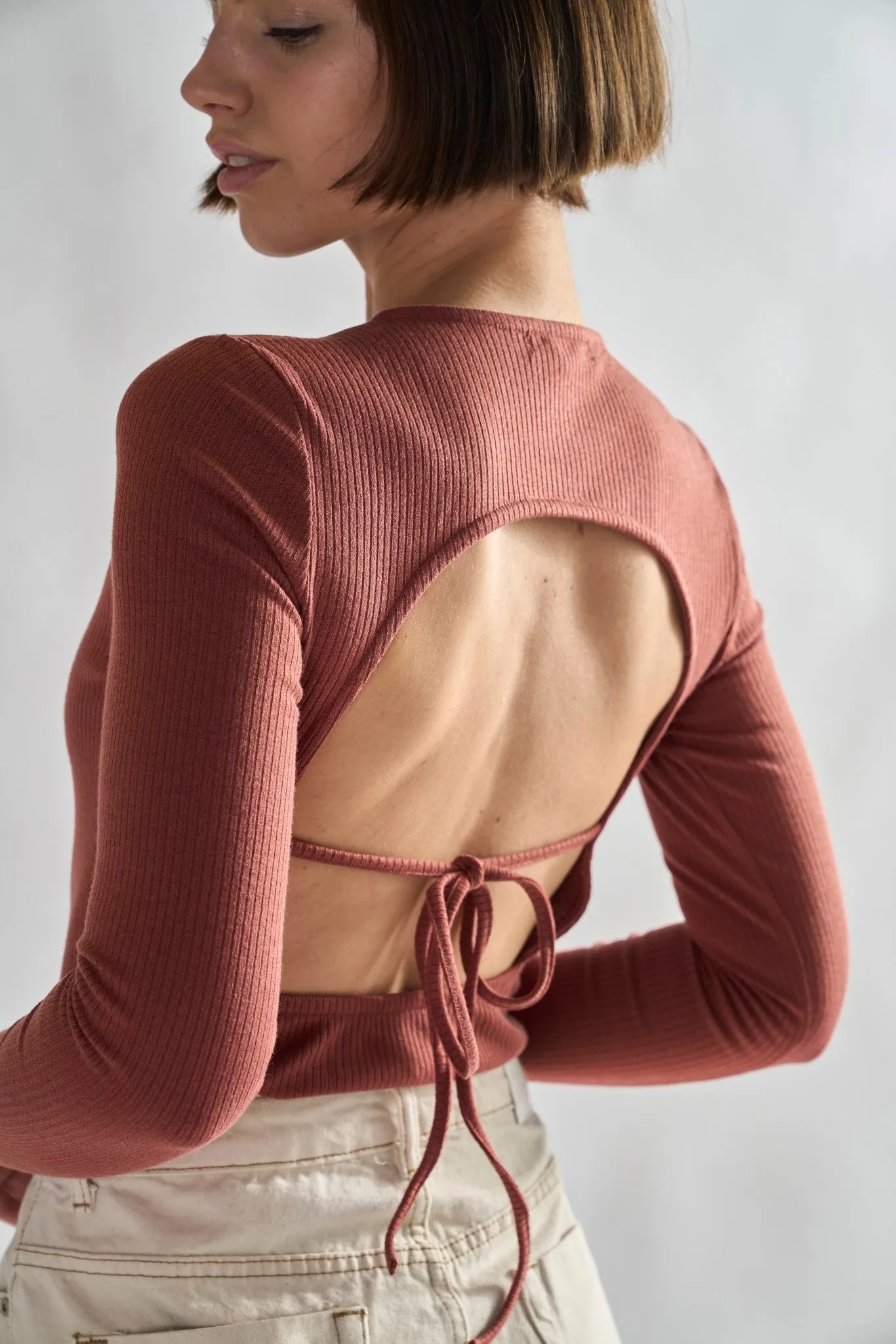 Rose Rust Rib Open-Back Bodysuit sold by Glamorous product image thumbnail 4