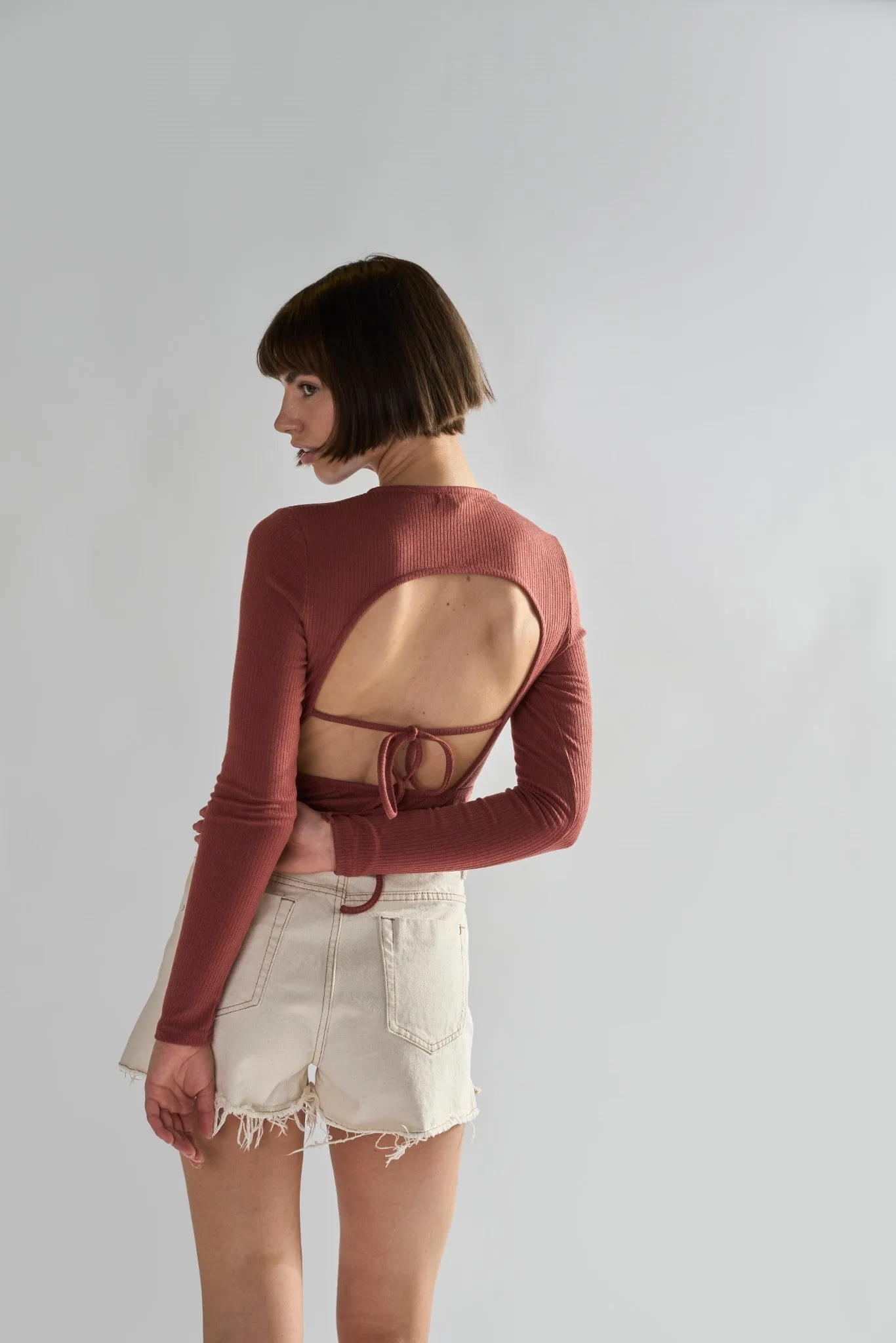 Rose Rust Rib Open-Back Bodysuit sold by Glamorous product image thumbnail 2