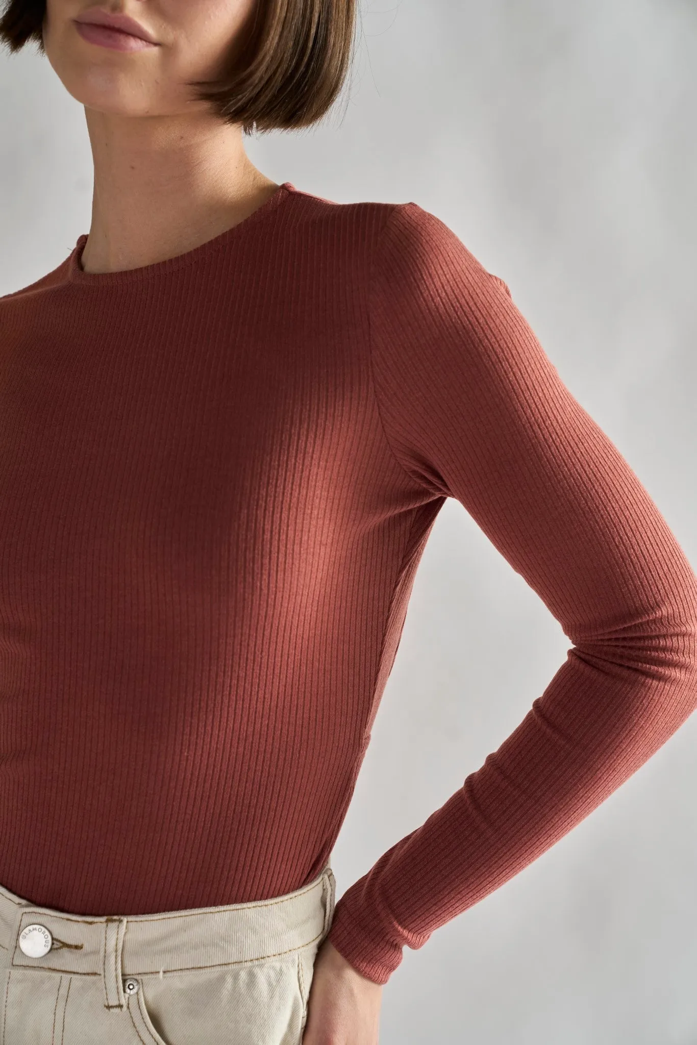 Rose Rust Rib Open-Back Bodysuit sold by Glamorous product image thumbnail 5