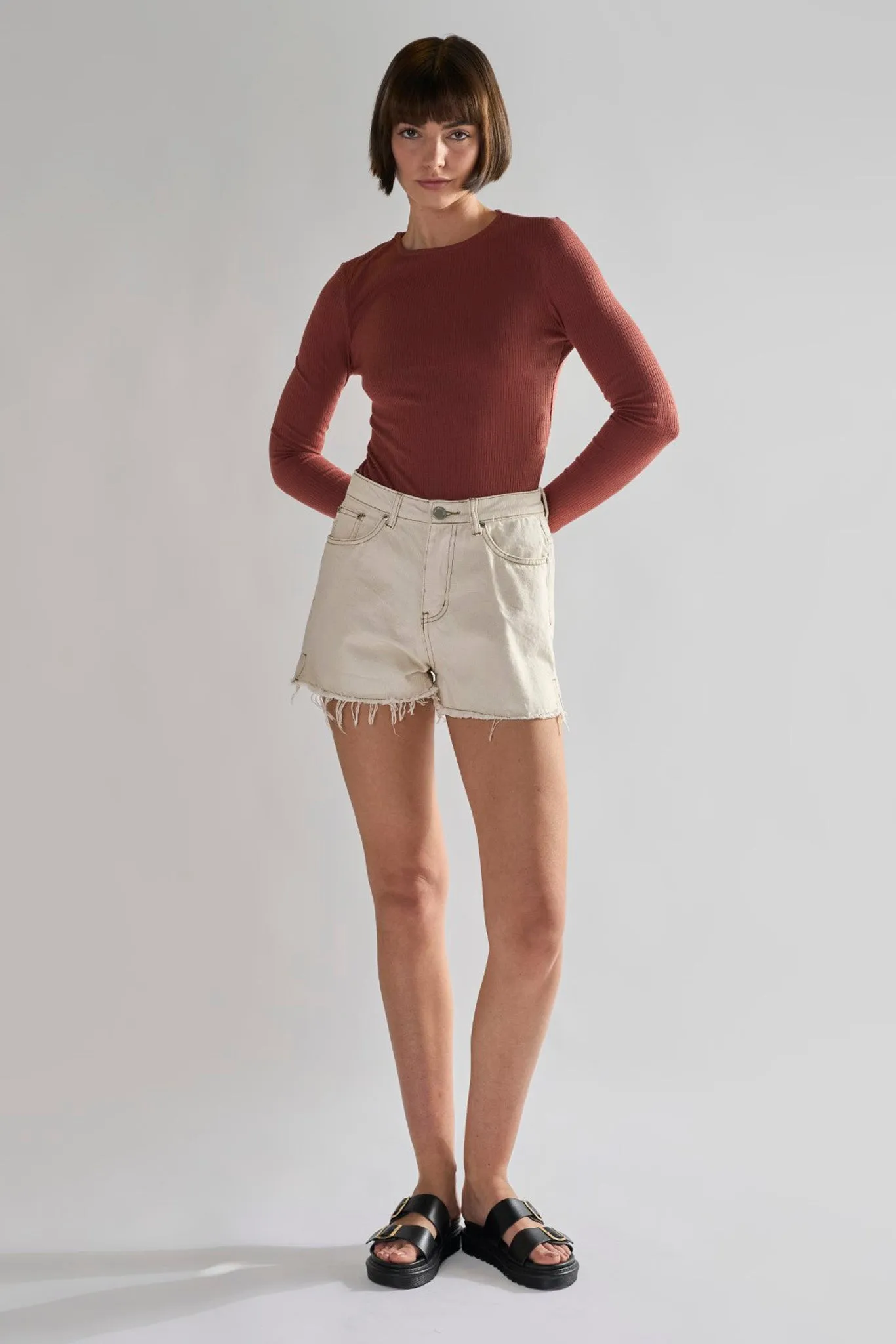 Rose Rust Rib Open-Back Bodysuit sold by Glamorous