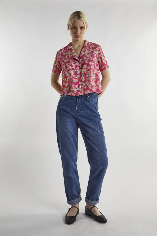 Hot-Pink Multi Ditsy-Floral Crop-Top sold by Glamorous