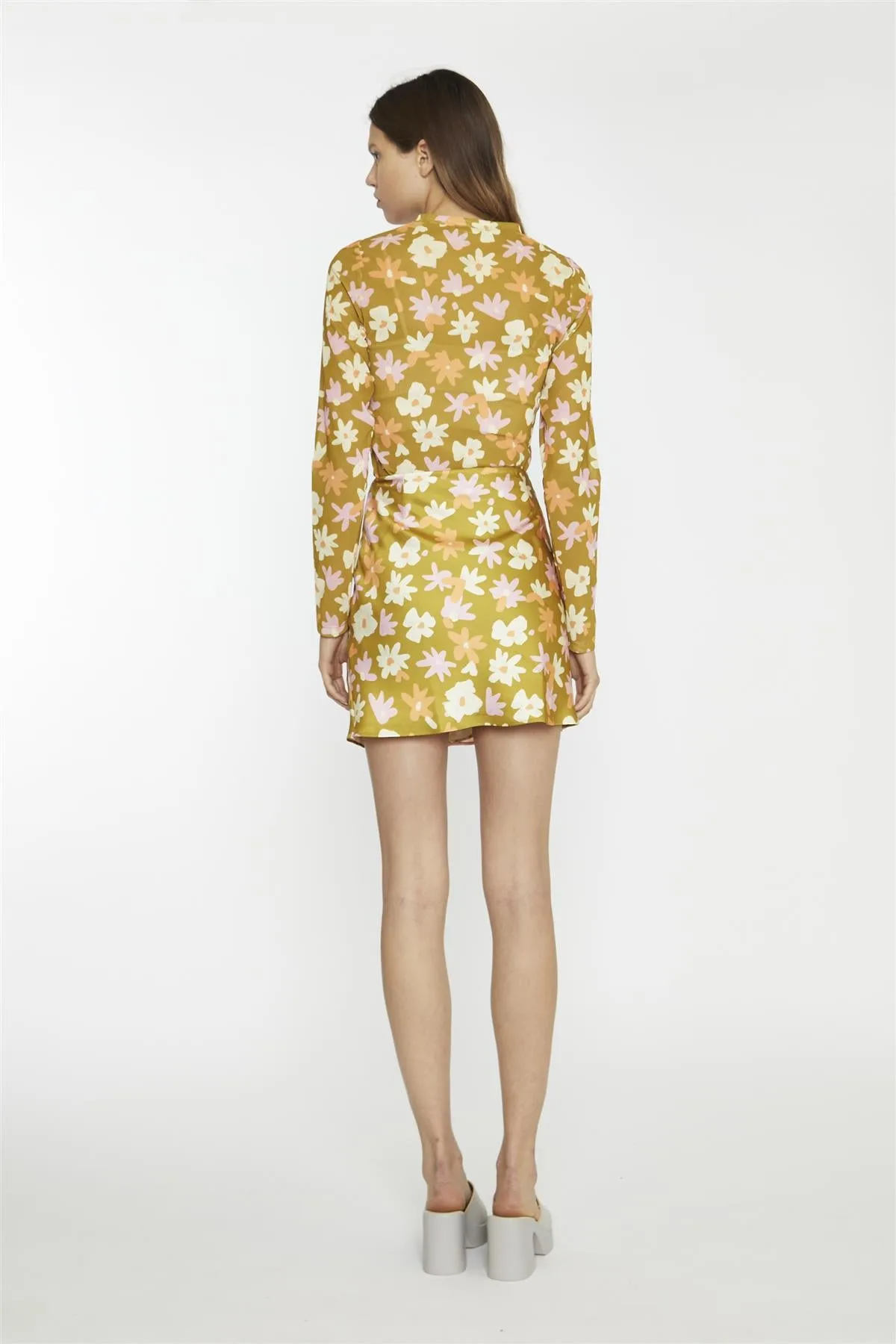 Olive Multi-Flower Wrap Mini-Skirt sold by Glamorous product image thumbnail 2