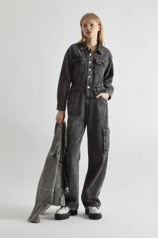 Black Stonewash-Denim Jumpsuit made by Glamorous