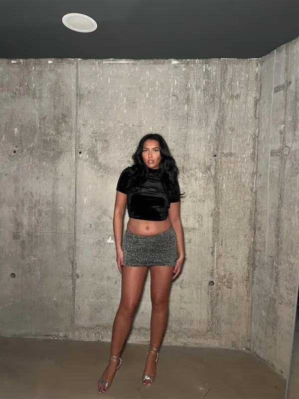 Black-Silver Mini-Skirt sold by Glamorous