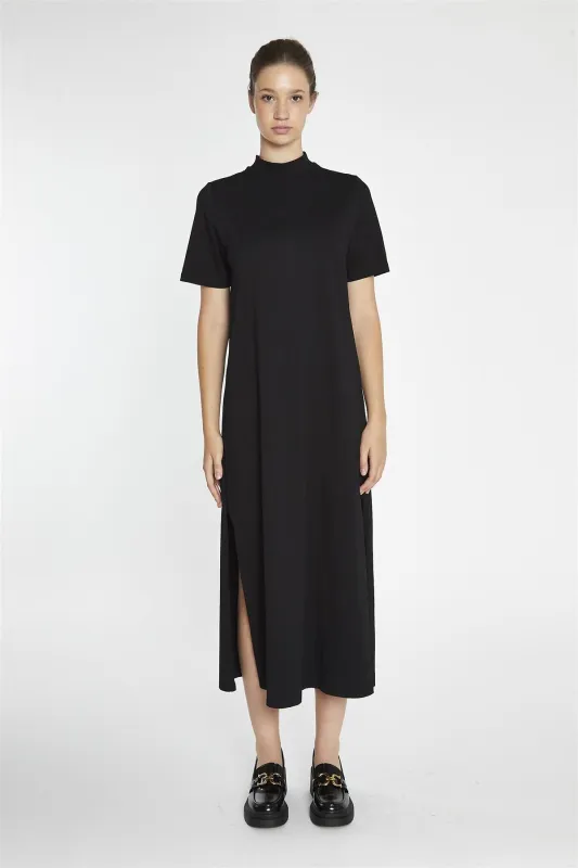 Black High-Neck T-Shirt Midi-Dress sold by Glamorous