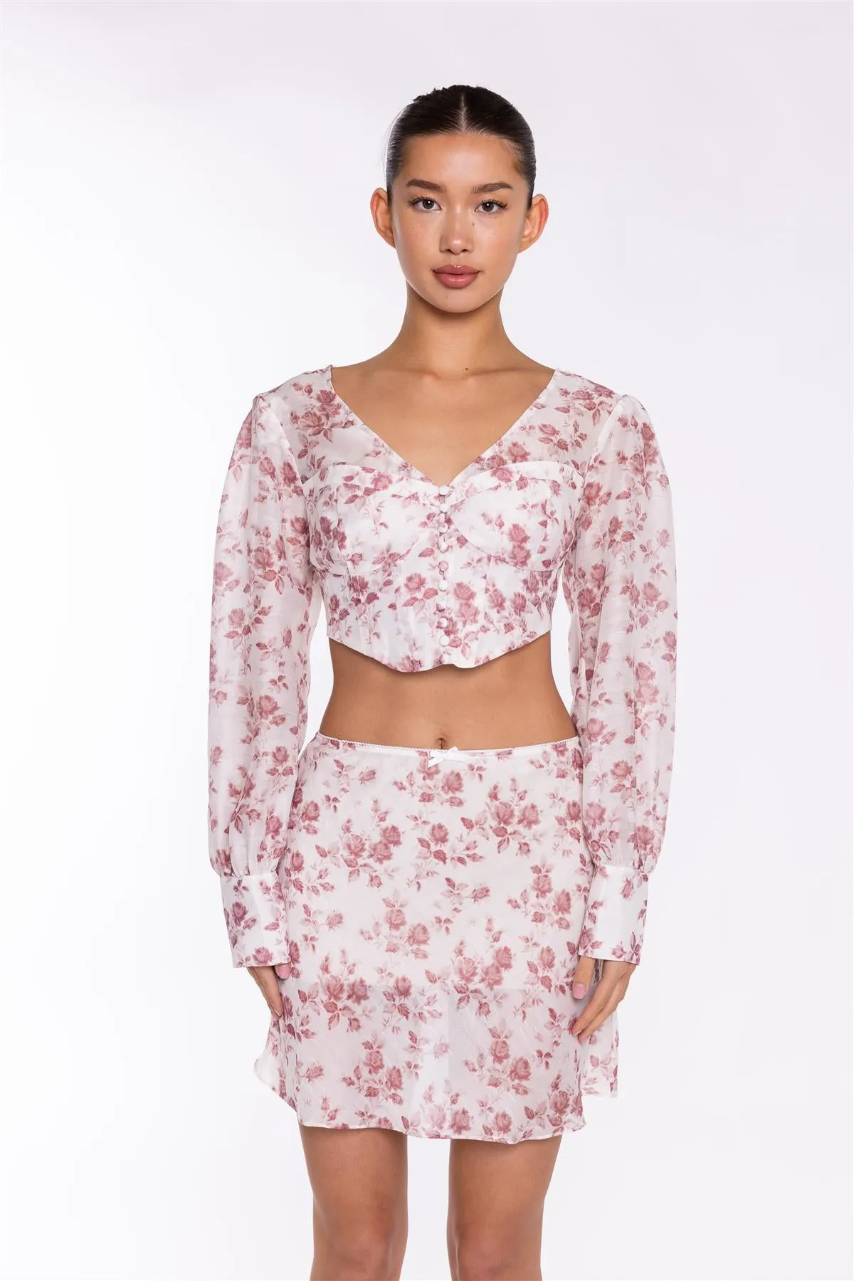 Pink-Rose Corset Crop-Top sold by Glamorous product image thumbnail 3
