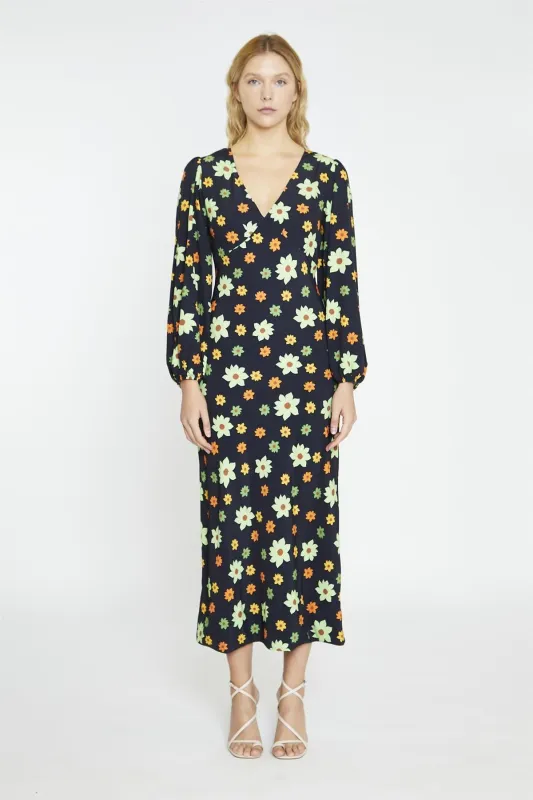 Black-Green Flower V-Neck Maxi-Dress sold by Glamorous