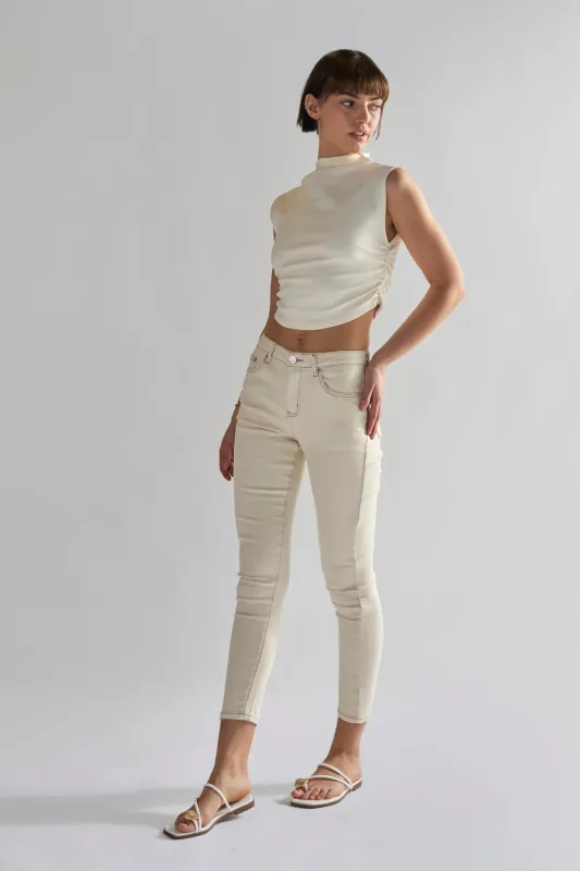Ecru High Waisted Skinny Jeans made by Glamorous