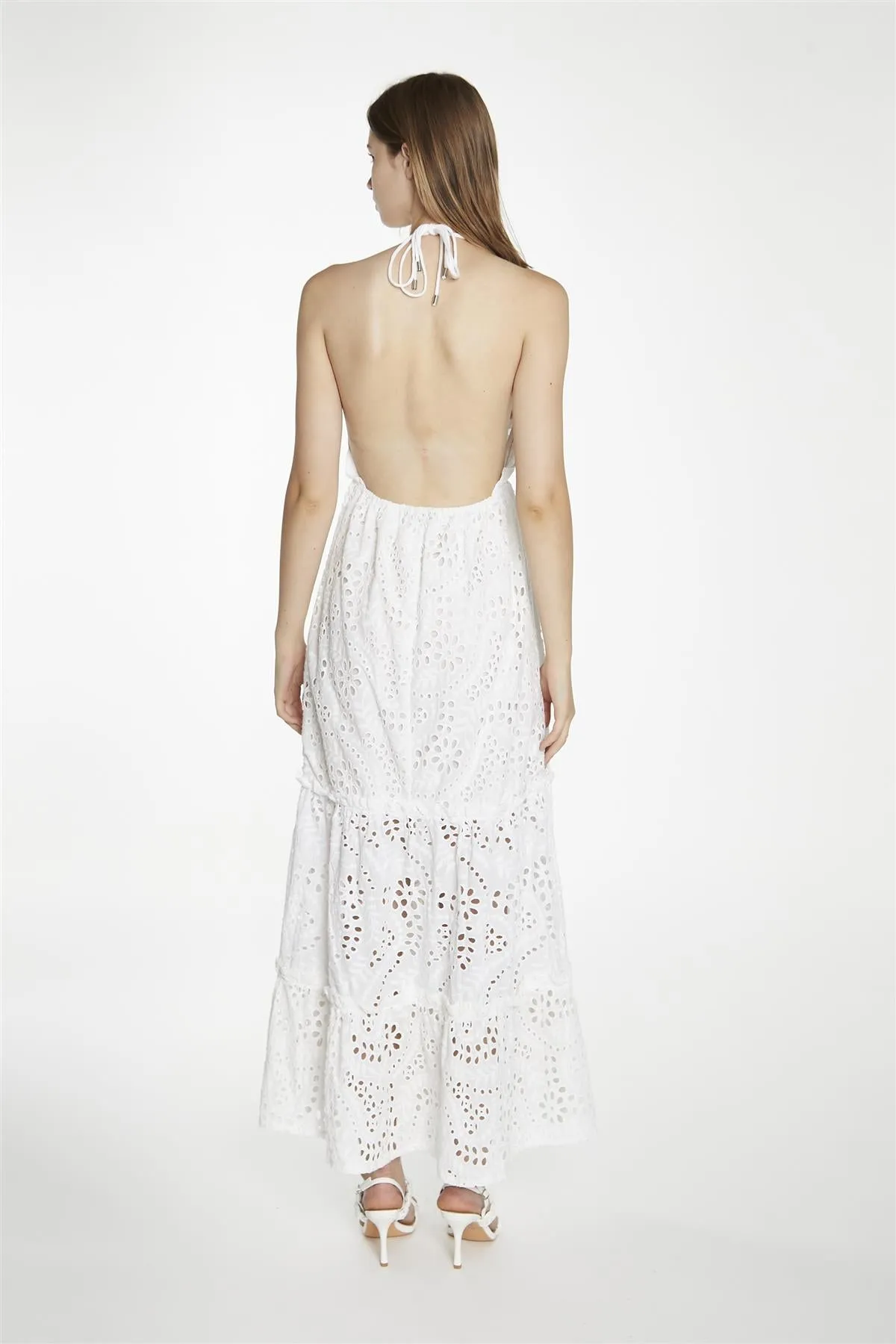 White-Broderie Halterneck Maxi-Dress sold by Glamorous product image thumbnail 2