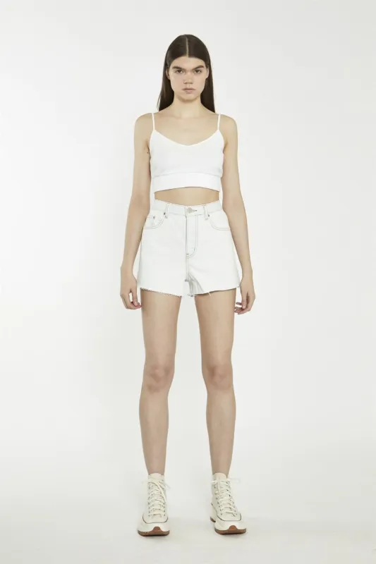 Bleach-Wash High-Waisted-Shorts sold by Glamorous