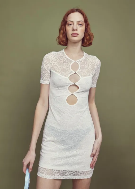 Chloe Cut-Out Mini-Dress -White sold by Glamorous