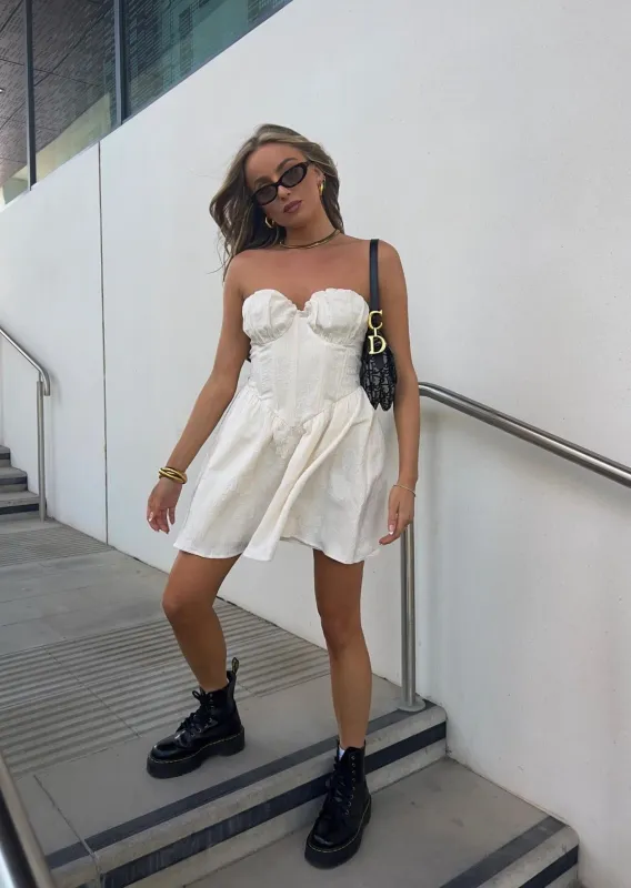 Kimberly Bandeau Boned Mini Dress -Cream Brocade sold by Glamorous