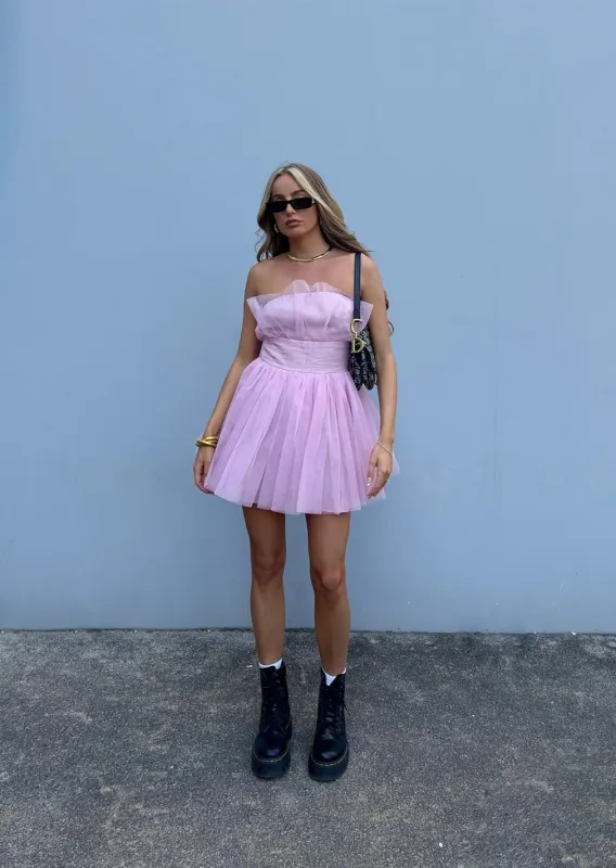 Liliana Bandeau Mini Dress -Pretty Pink made by Glamorous