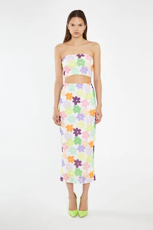 Multi-Flower Mesh Bandeau Crop-Top made by Glamorous