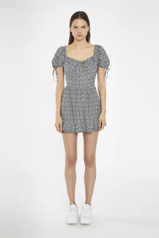 Black-Multi Daisy Tie-Back Playsuit made by Glamorous