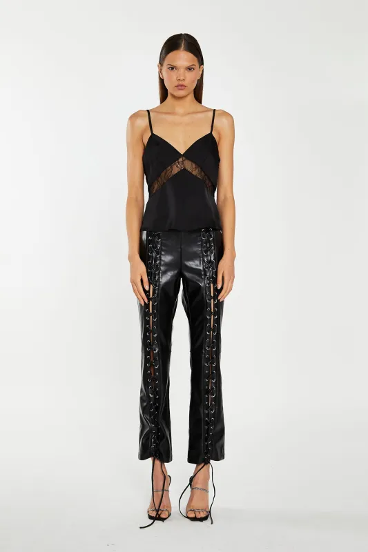 Black Lace Trim Camisole Top sold by Glamorous