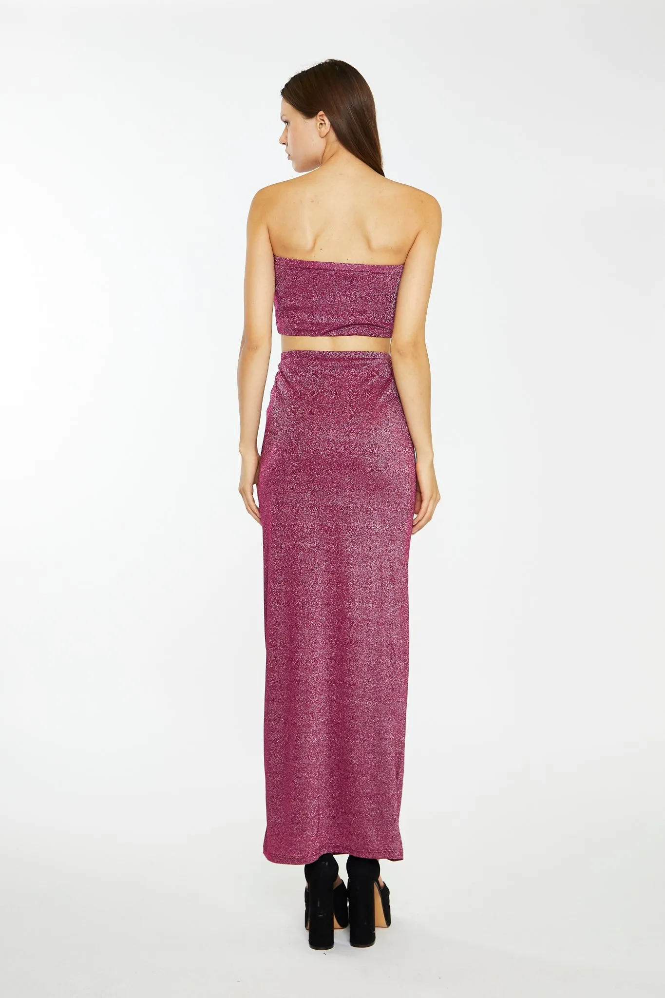 Red-Plum Glitter Straight Maxi-Skirt sold by Glamorous product image thumbnail 2