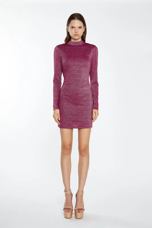 Red-Plum Glitter Open-Back Mini-Dress made by Glamorous