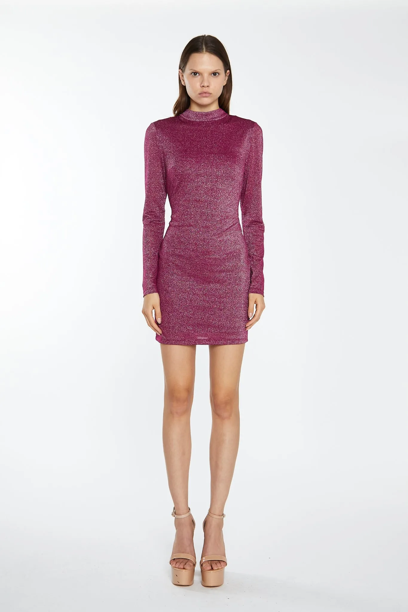 Red-Plum Glitter Open-Back Mini-Dress sold by Glamorous