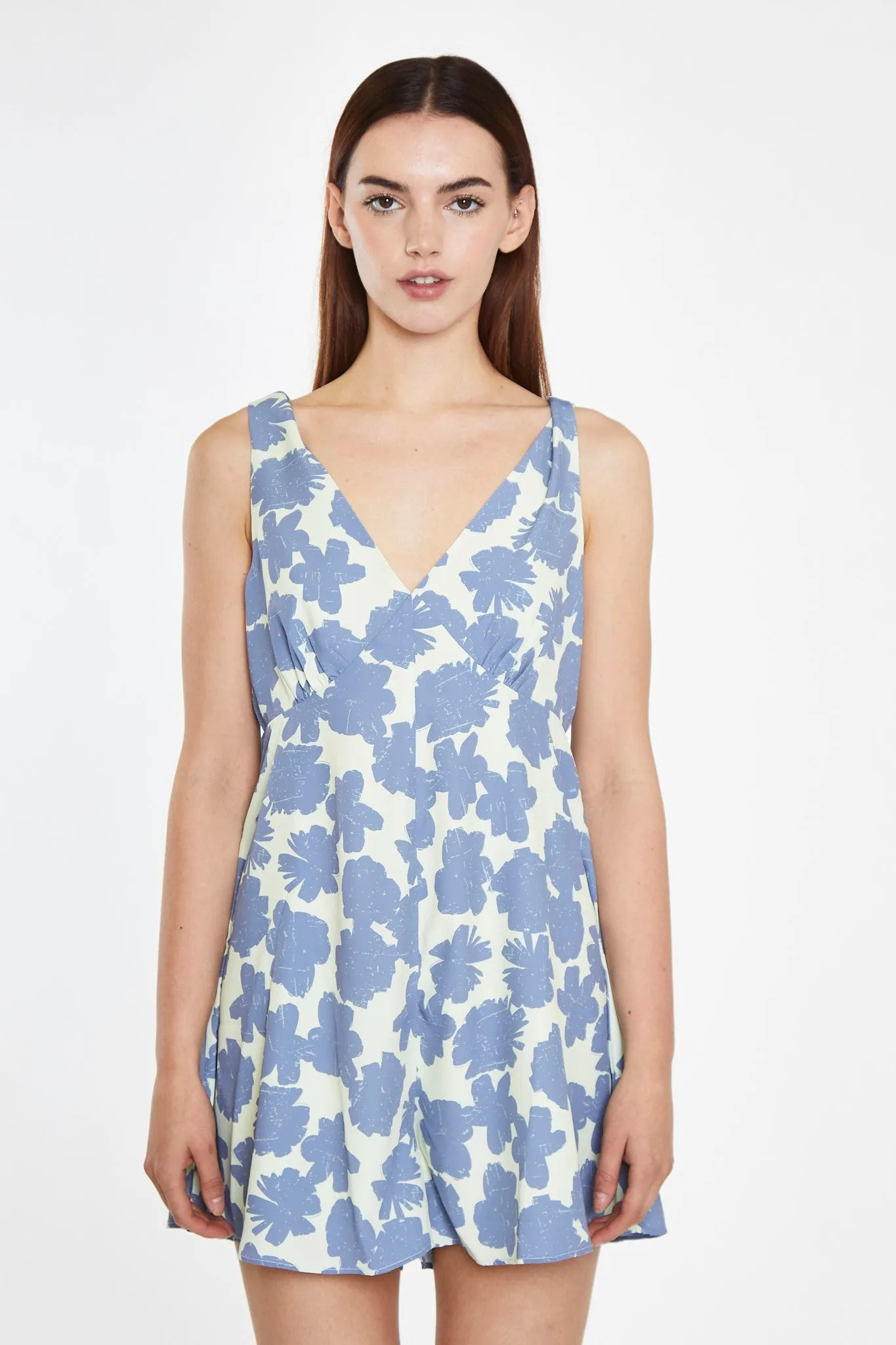 Blue-Green Floral V-Neck Loose-Fit Playsuit sold by Glamorous product image thumbnail 3