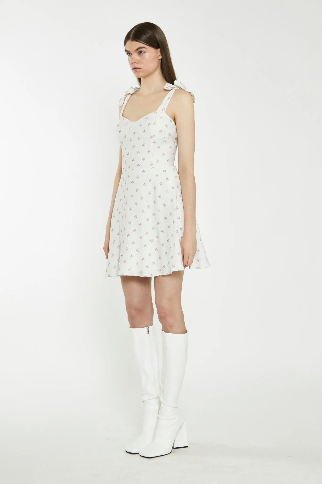 Cream Pink Stem Flower Mini-Dress sold by Glamorous product image thumbnail 4