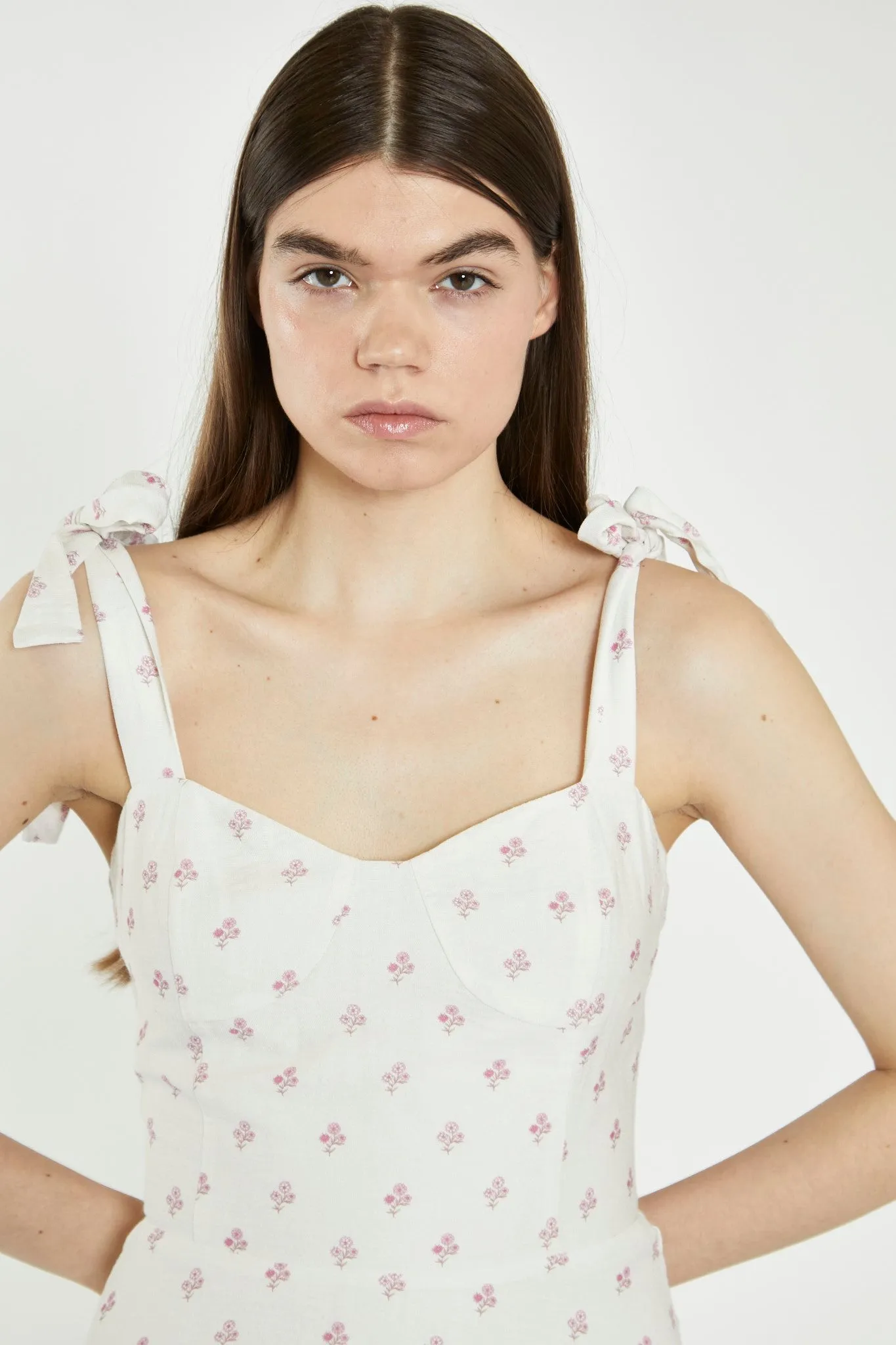 Cream Pink Stem Flower Mini-Dress sold by Glamorous product image thumbnail 3