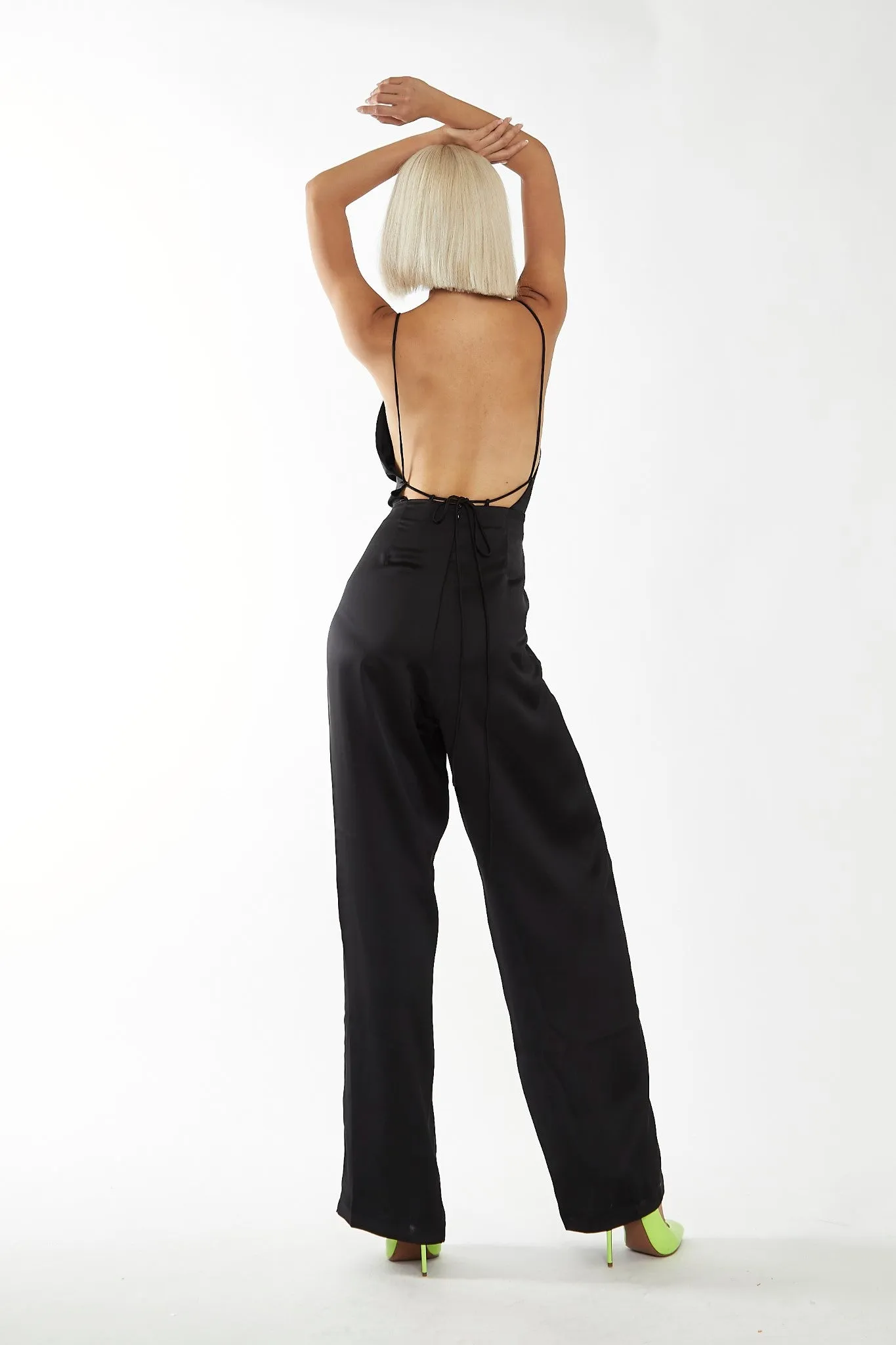 Black Wide Leg Low Tie-back Jumpsuit sold by Glamorous product image thumbnail 2