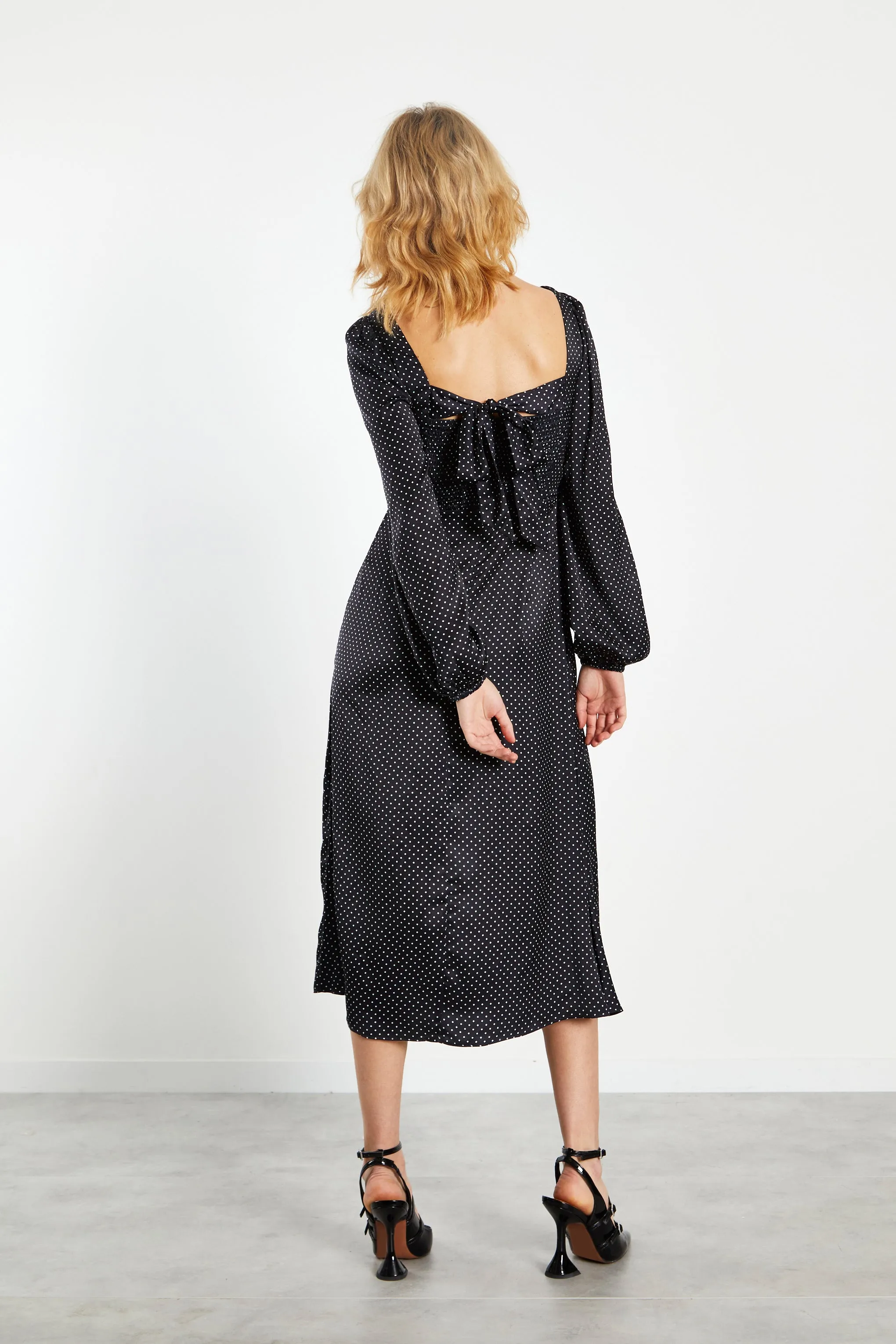 Glamorous Black White Spot Side Split Midi Dress sold by Glamorous product image thumbnail 2