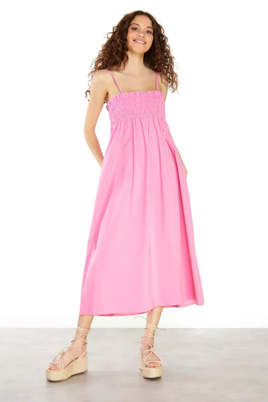 Glamorous Pink Carnation Ruffled Midi Dress sold by Glamorous