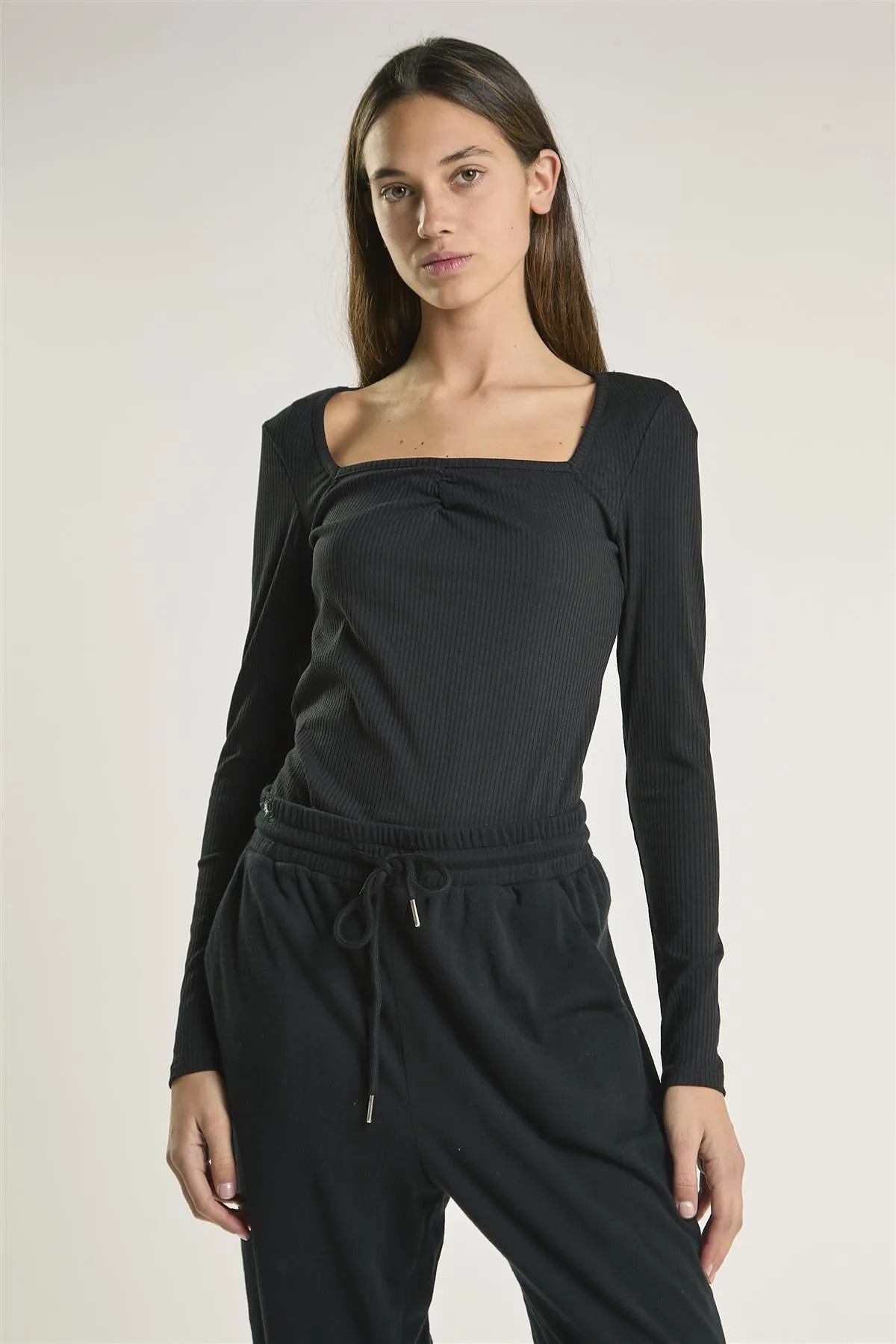 Black Ribbed Long Sleeve-Bodysuit sold by Glamorous product image thumbnail 3