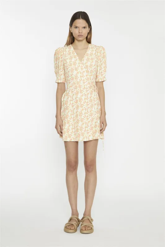 Muskmelon-Multi-Ditsy Wrap Mini-dress made by Glamorous