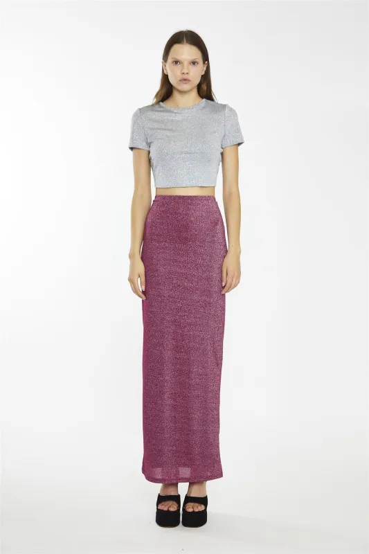 Silver-Glitter Open-Back Crop-top sold by Glamorous