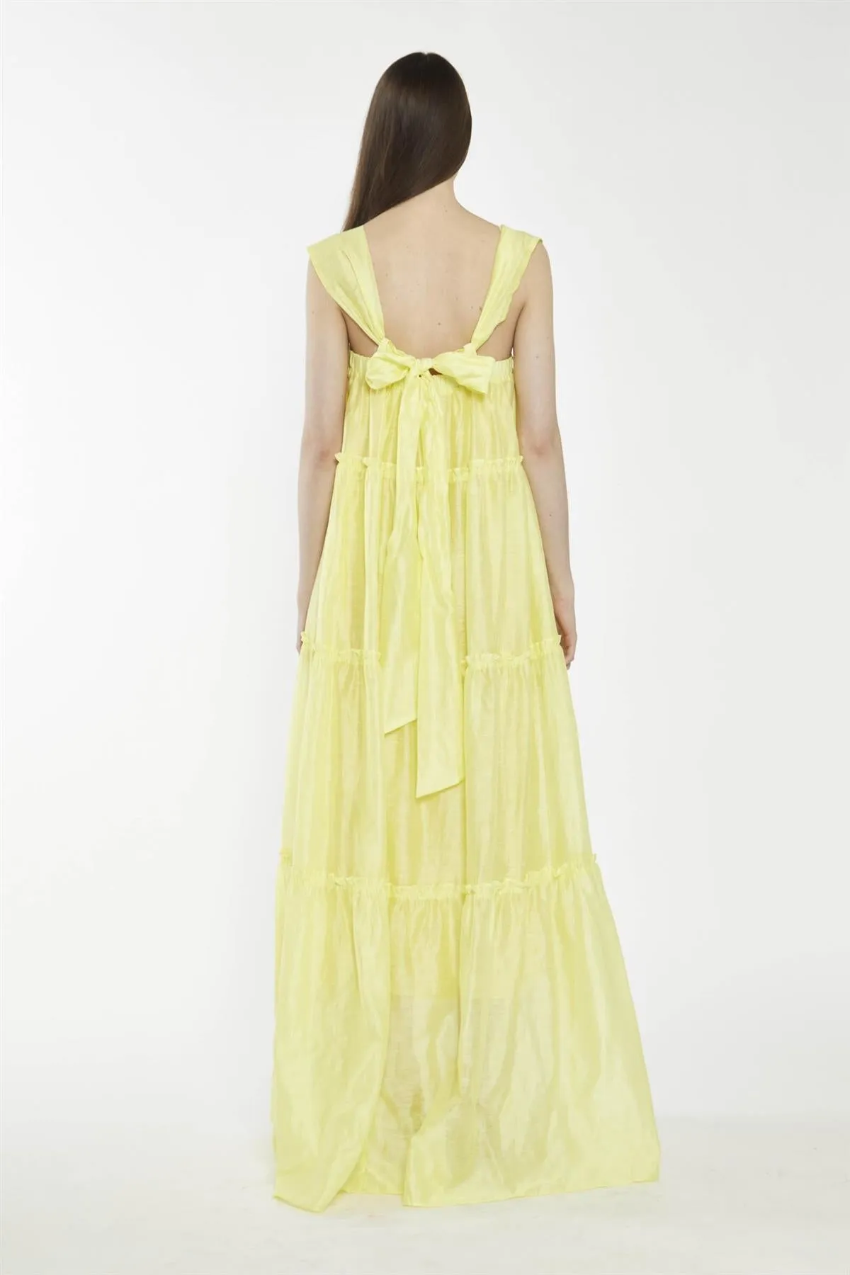 Lime Yellow Square-Neck Tiered Maxi-Dress sold by Glamorous product image thumbnail 2