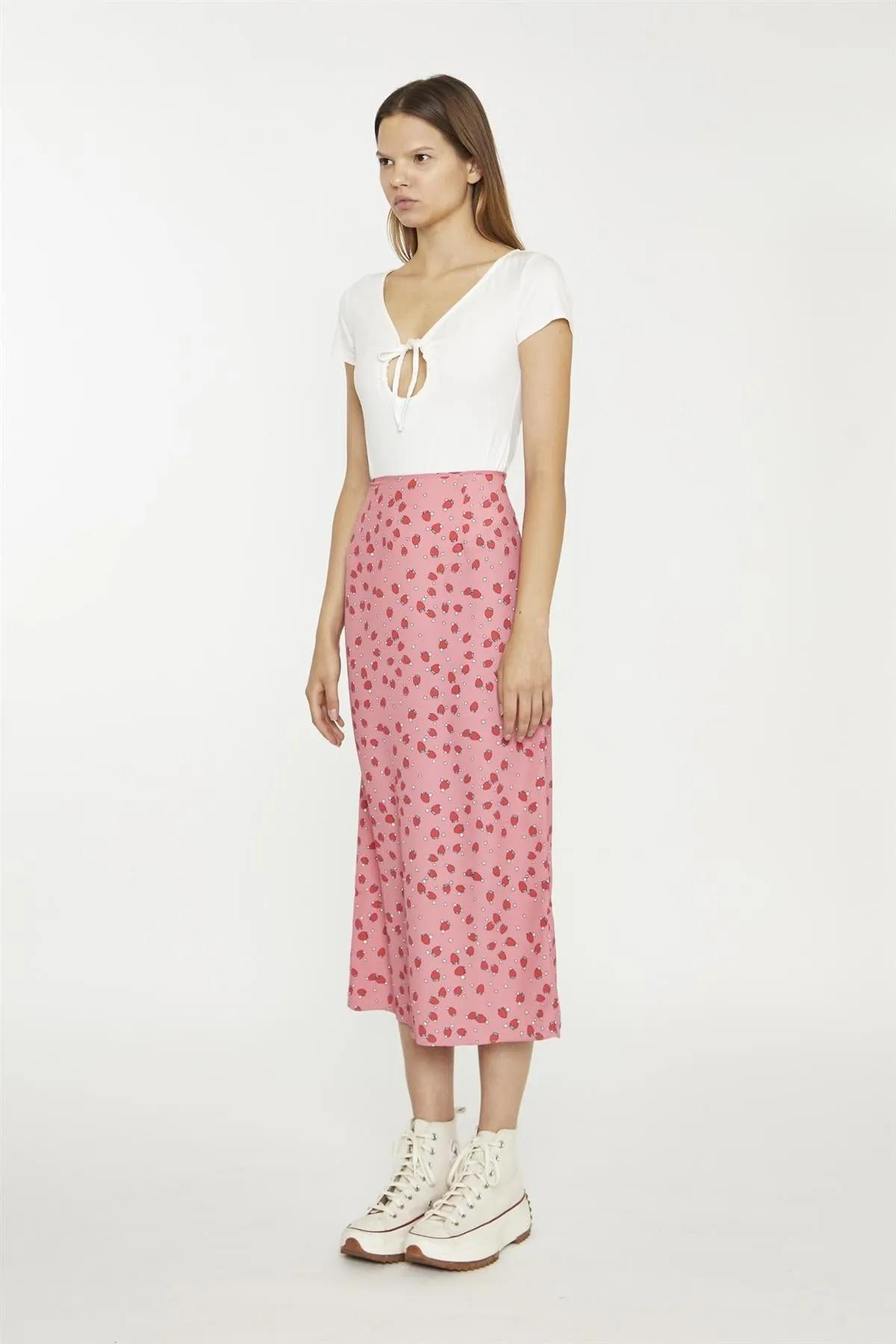 Pink Strawberry-Print Midaxi-Skirt sold by Glamorous product image thumbnail 4