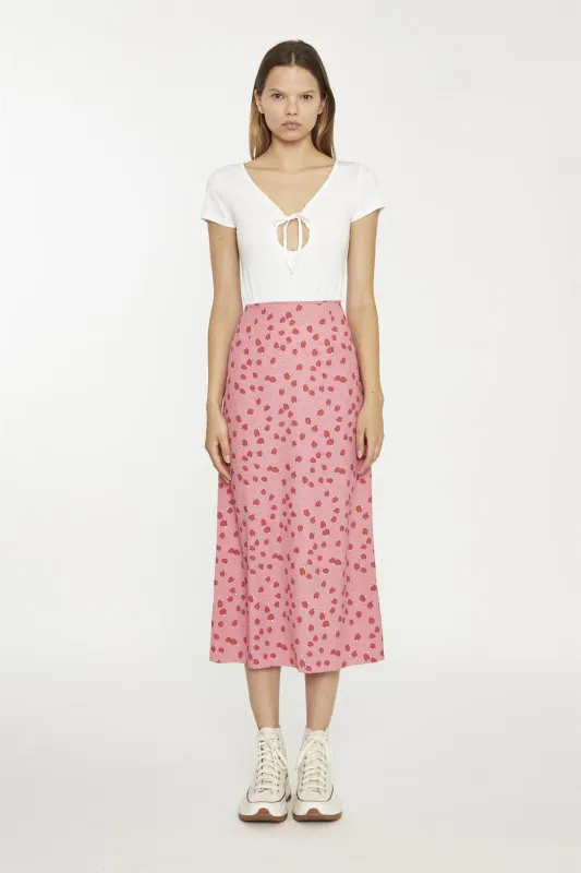 Pink Strawberry-Print Midaxi-Skirt made by Glamorous