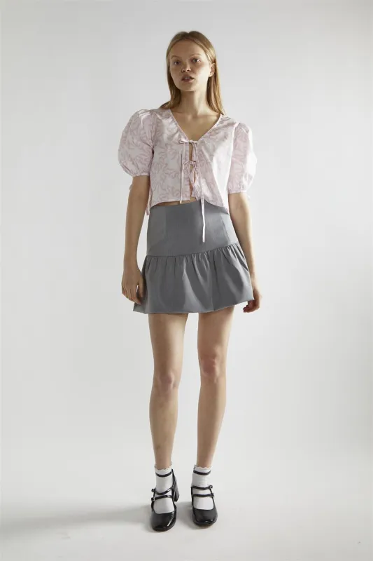 White-Pink Bow Tie-Front Top made by Glamorous