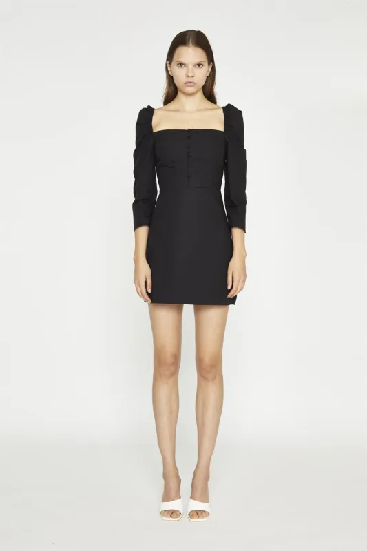 Black Button-Front Mini-Dress sold by Glamorous